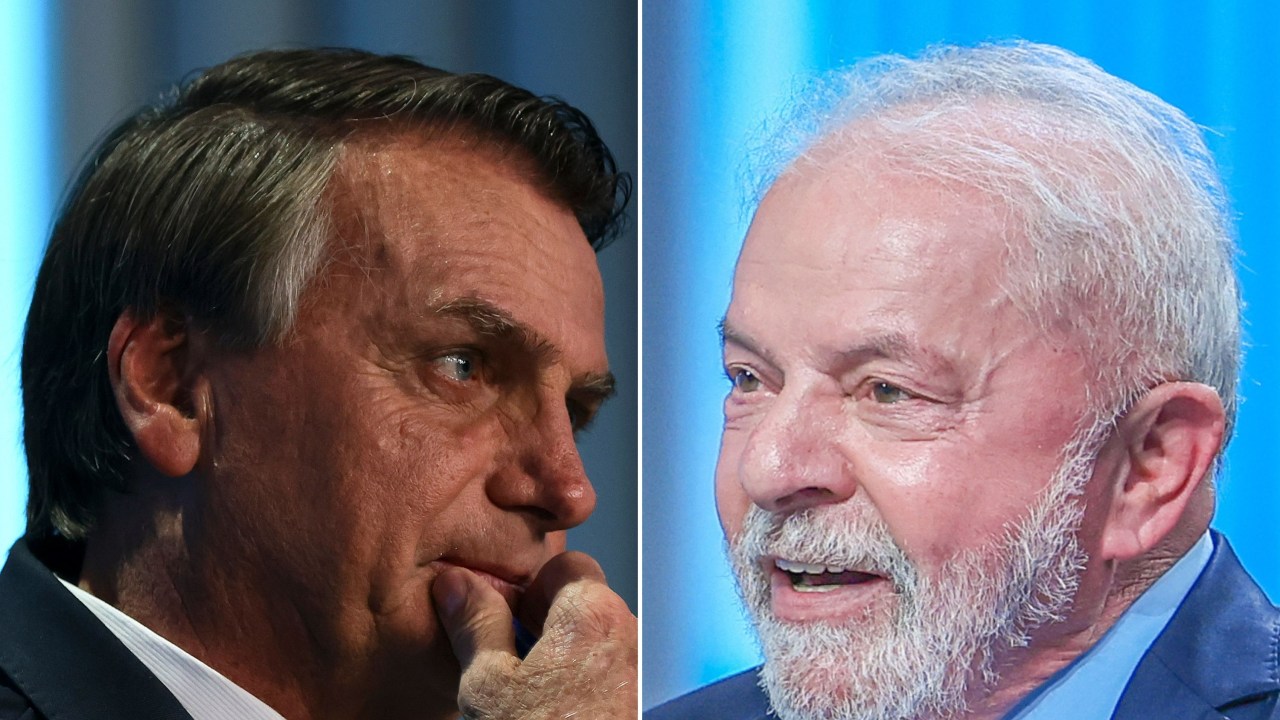 Jair Bolsonaro e Lula durante o debate realizado pela TV Globo -