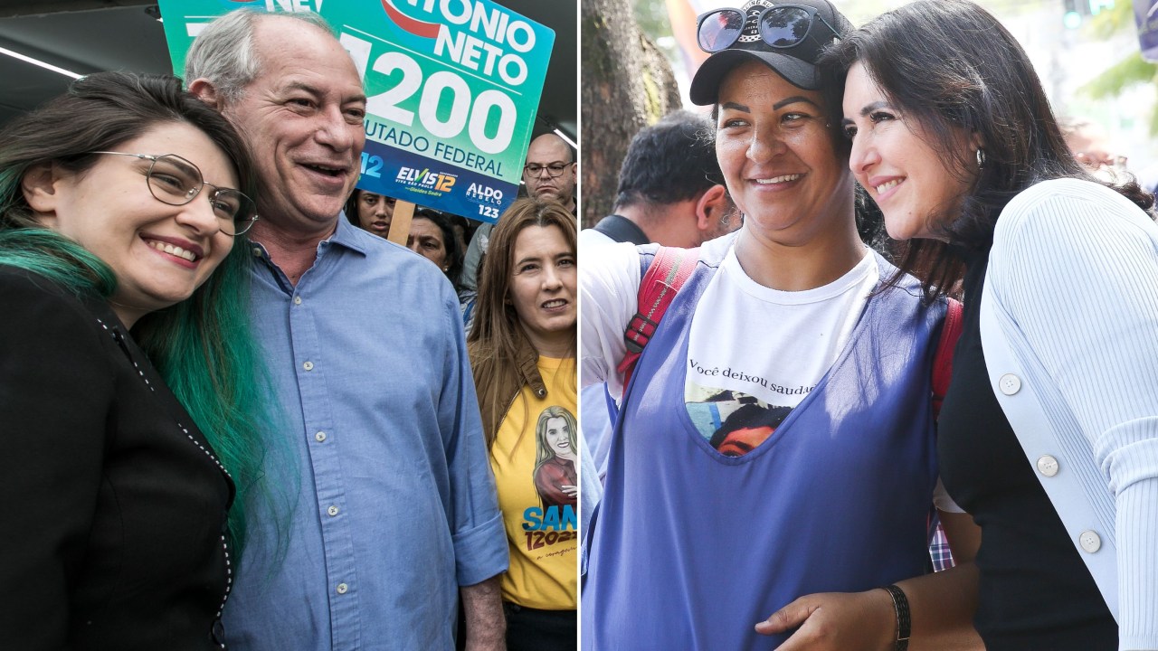 Ciro Gomes e Simone Tebet em campanha presidencial -