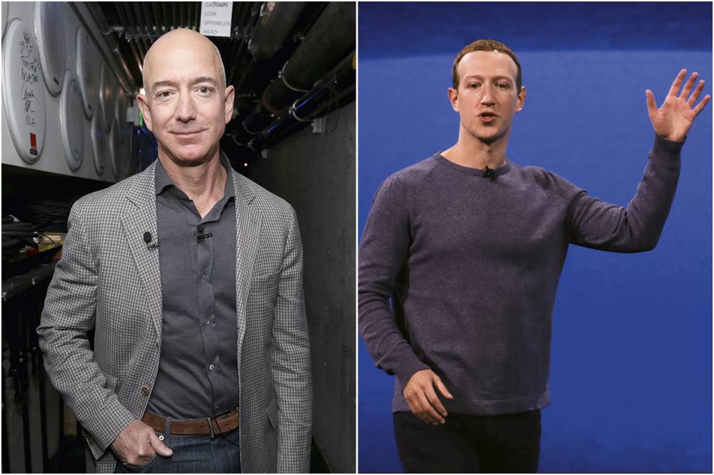 LATIFUNDIÁRIOS - Os “estrangeiros”: Bezos comprou mansão, enquanto Mark Zuckerberg (à dir.) expande os seus domínios -