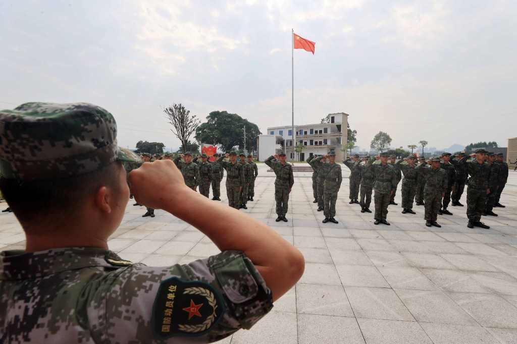 LIUZHOU, CHINA - SEPTEMBER 15, 2022 - Youth conscripts attend a political education session in Liuzhou, Guangxi Zhuang autonomous Region, China, Sept 15, 2022. (Photo credit should read CFOTO/Future Publishing via Getty Images)