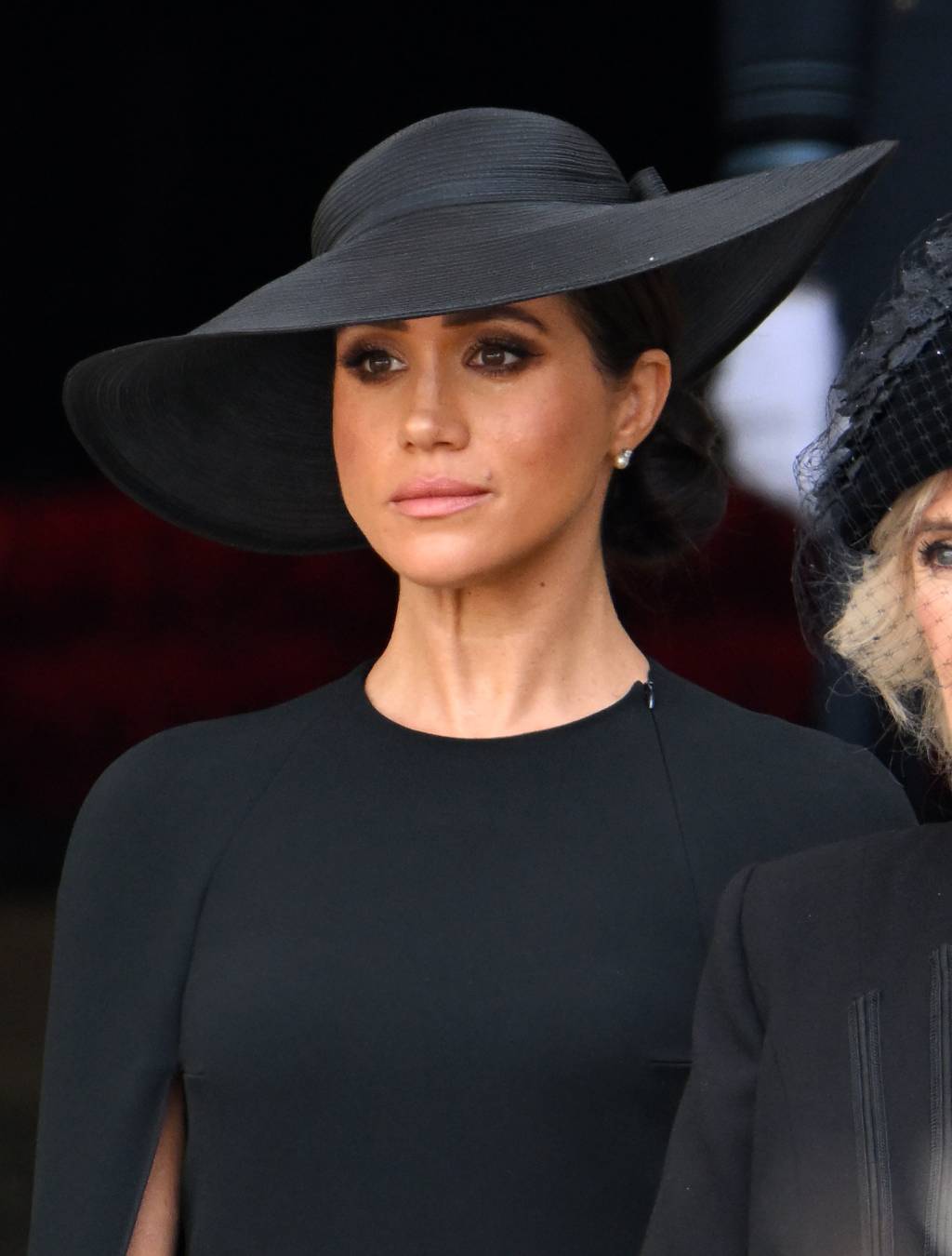 Meghan, Duquesa de Sussex durante o Funeral de Estado da Rainha Elizabeth II na Abadia de Westminster em Londres, na Inglaterra. 19/09/2022