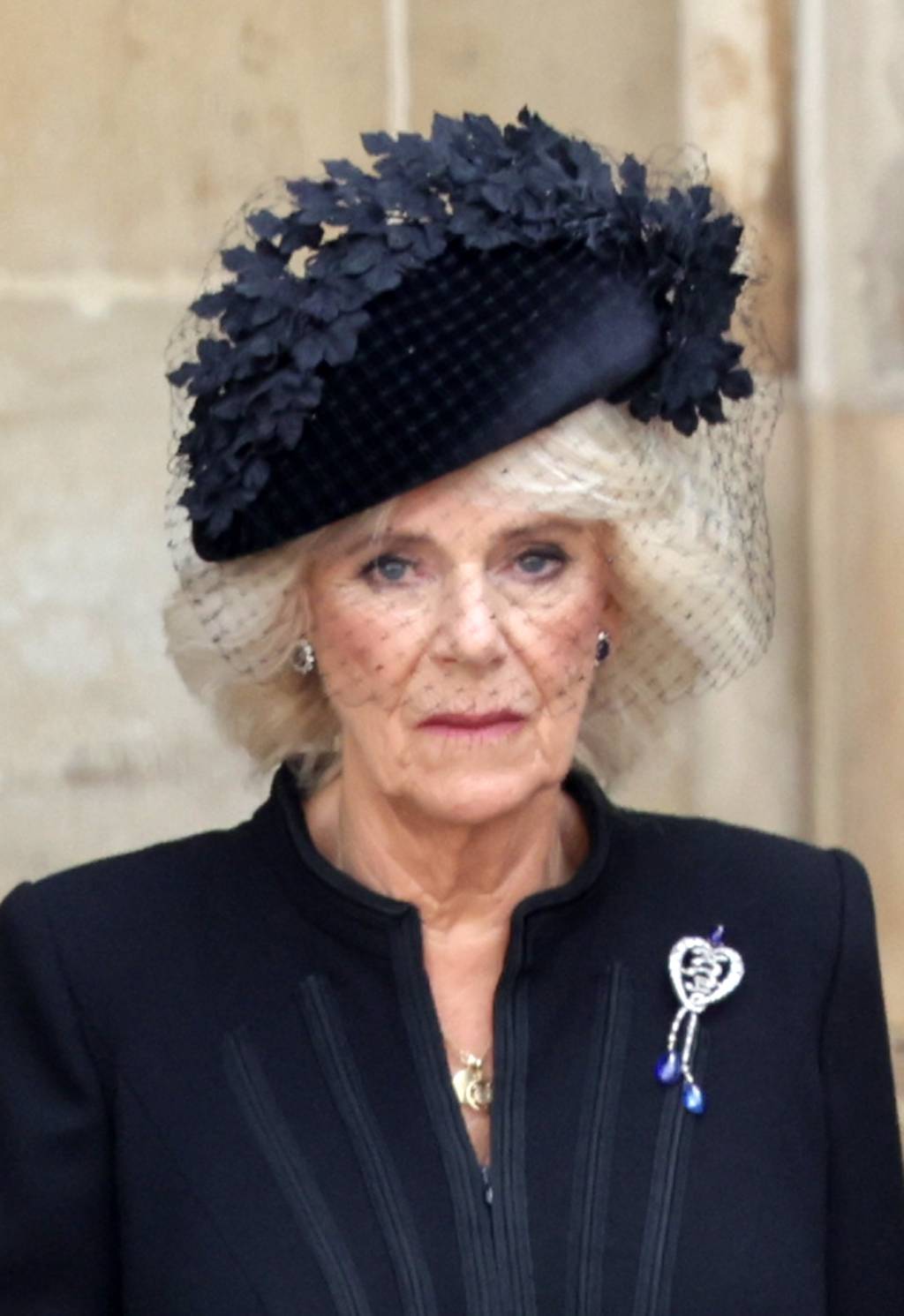 The State Funeral Of Queen Elizabeth II Camilla, Queen Consort are seen during The State Funeral Of Queen Elizabeth II at Westminster Abbey on September 19, 2022 in London, England. Elizabeth Alexandra Mary Windsor was born in Bruton Street, Mayfair, London on 21 April 1926. She married Prince Philip in 1947 and ascended the throne of the United Kingdom and Commonwealth on 6 February 1952 after the death of her Father, King George VI. Queen Elizabeth II died at Balmoral Castle in Scotland on September 8, 2022, and is succeeded by her eldest son, King Charles III. (Photo by Chris Jackson/Getty Images)