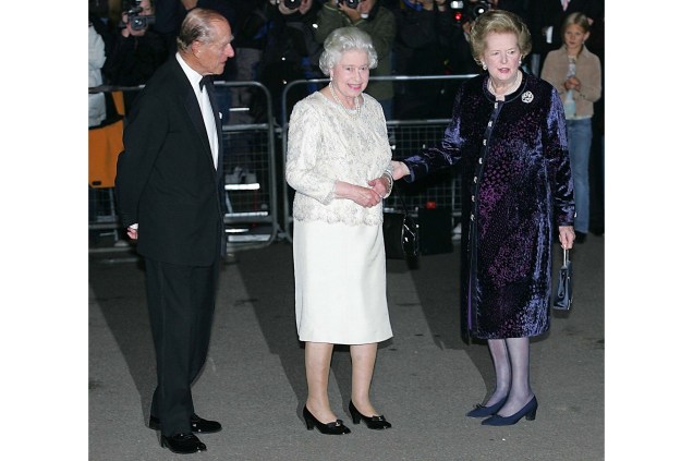 Príncipe Philip, Rainha Elizabeth II e Margaret Thatcher -