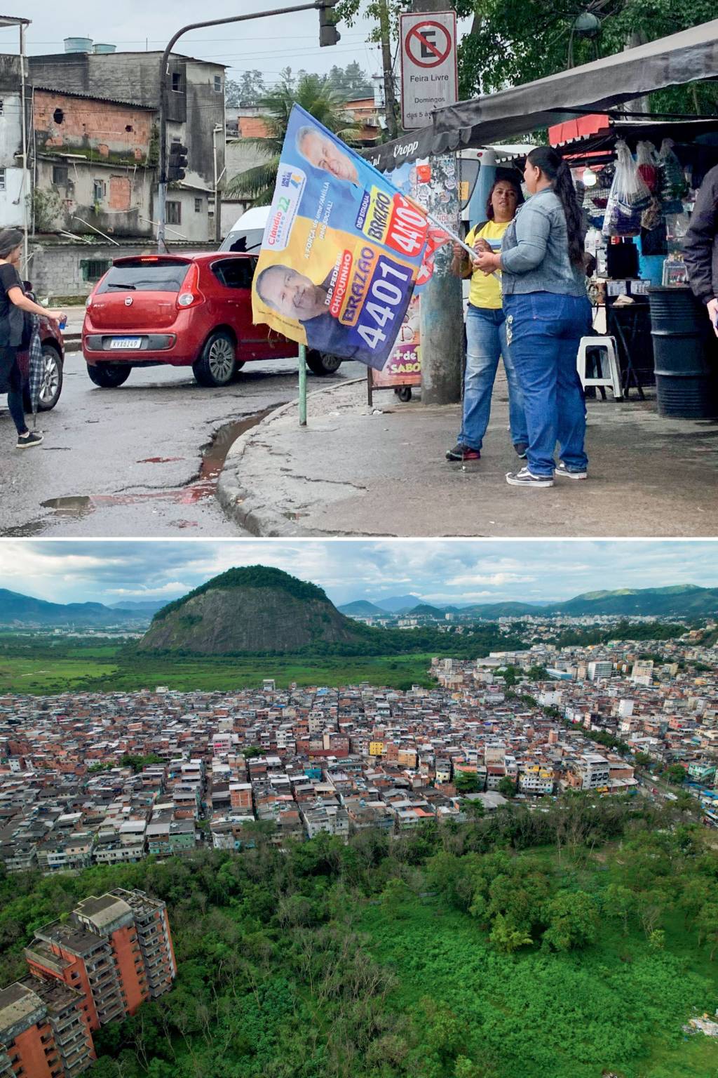 TRIAGEM - Rio das Pedras: no bolsão de pobreza situado na Zona Oeste (ao lado), só quem passa pelo crivo dos bandidos pode agitar bandeiras -