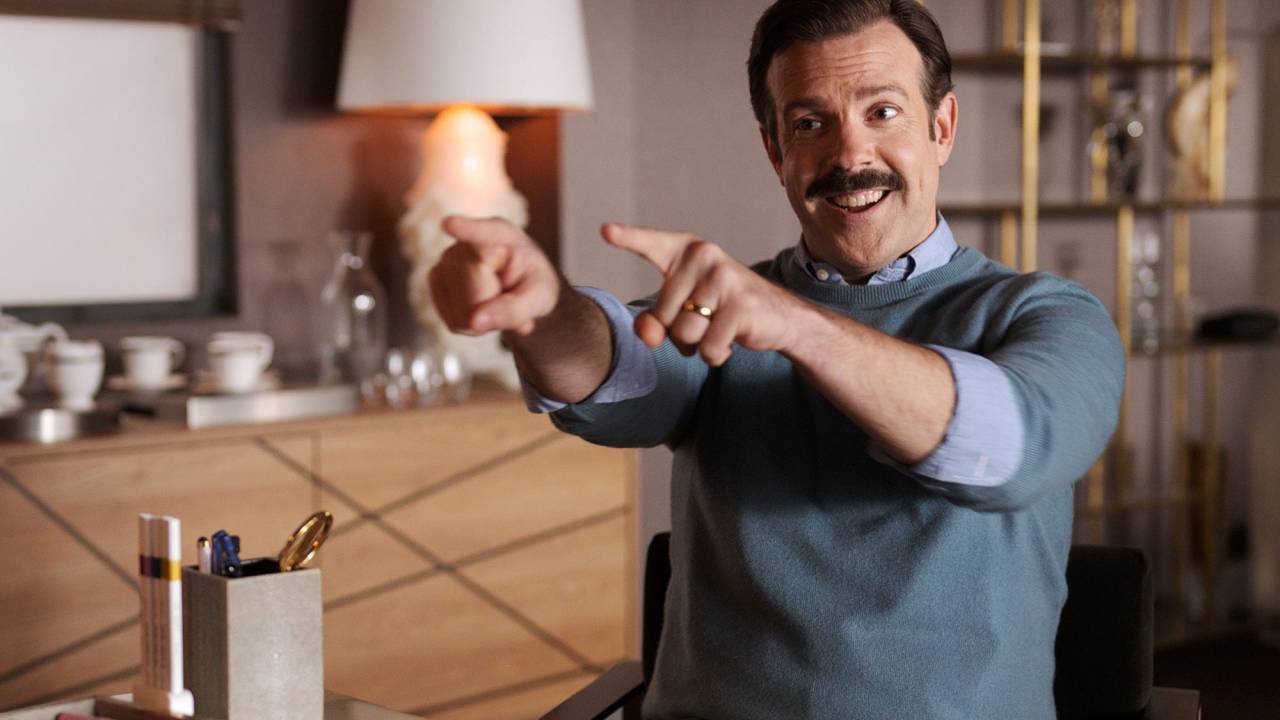Jason Sudeikis como Ted Lasso, na série da Apple TV+