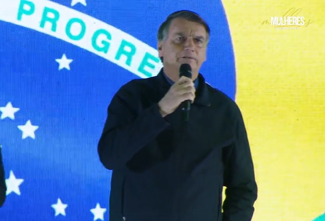 O presidente Jair Bolsonaro (PL) discursa em evento 'Mulheres pela Vida e Pela Família', em Novo Hamburgo (RS)