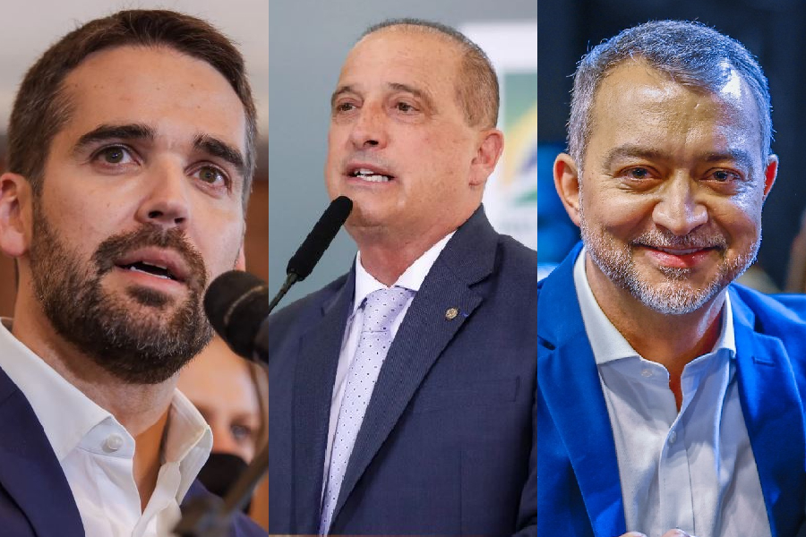 Eduardo Leite, Onyx Lorenzoni e Edegar Pretto -