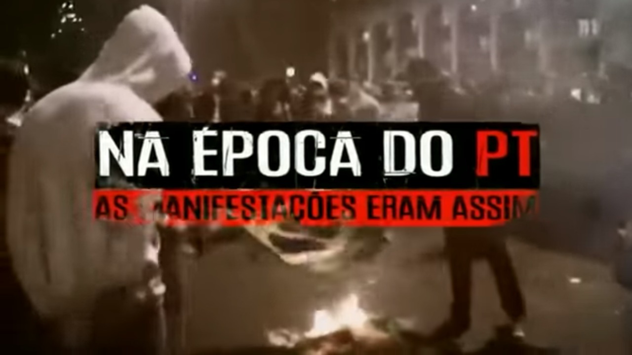 Programa eleitoral do presidente Jair Bolsonaro associa o PT a cenas de vandalismo em manifestações