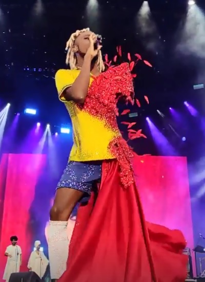 O figurino que o cantor Caio Prado usou no show em homenagem a Elza Soares no Rock in Rio