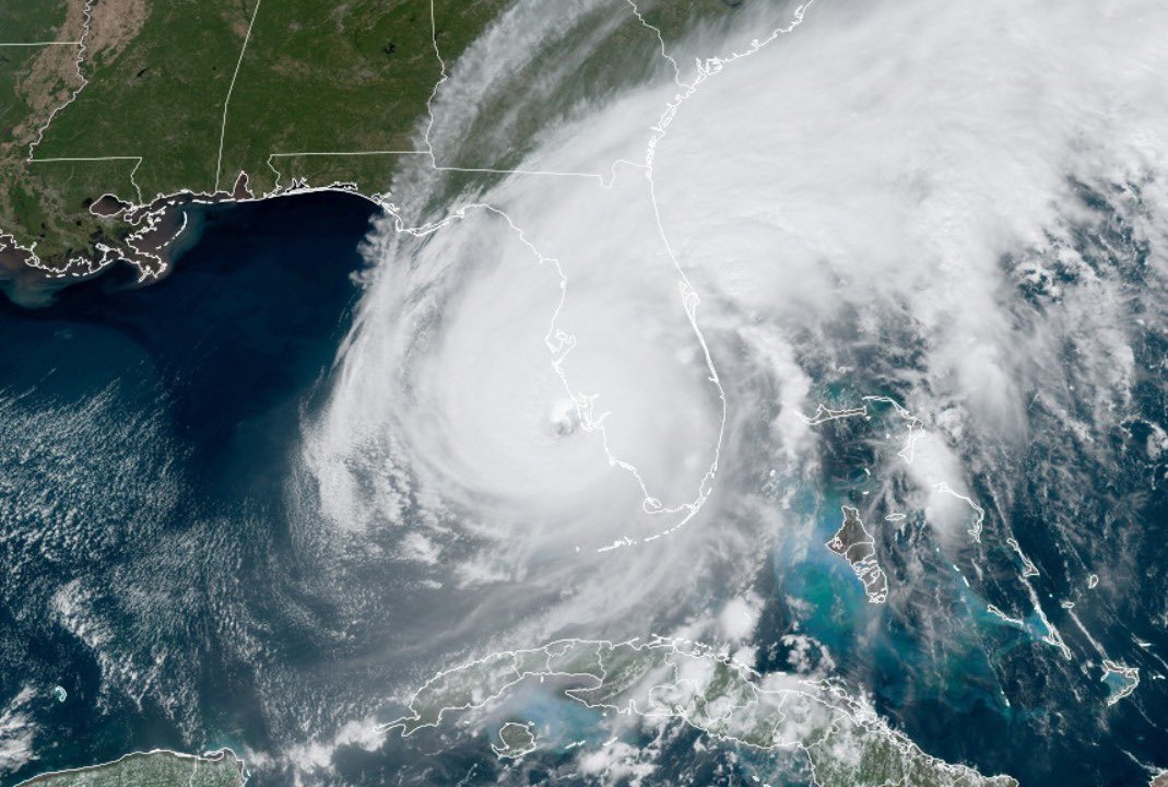 Imagem de satélite mostra o furacão Ian sobre o estado norte-americano da Flórida -