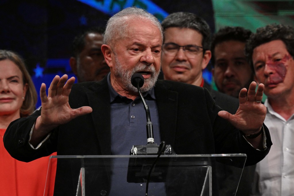 Luiz Inácio Lula da Silva após a divulgação dos resultados do primeiro turno das eleições de 2022