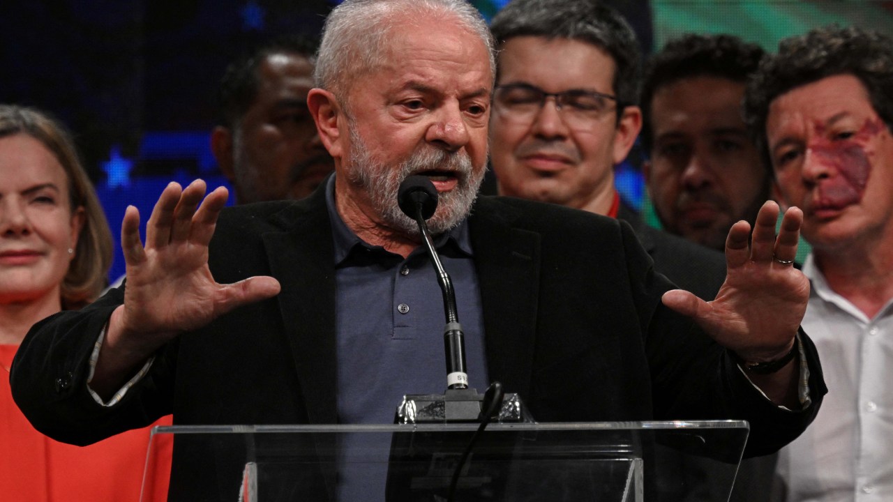 Luiz Inácio Lula da Silva após a divulgação dos resultados do primeiro turno das eleições de 2022