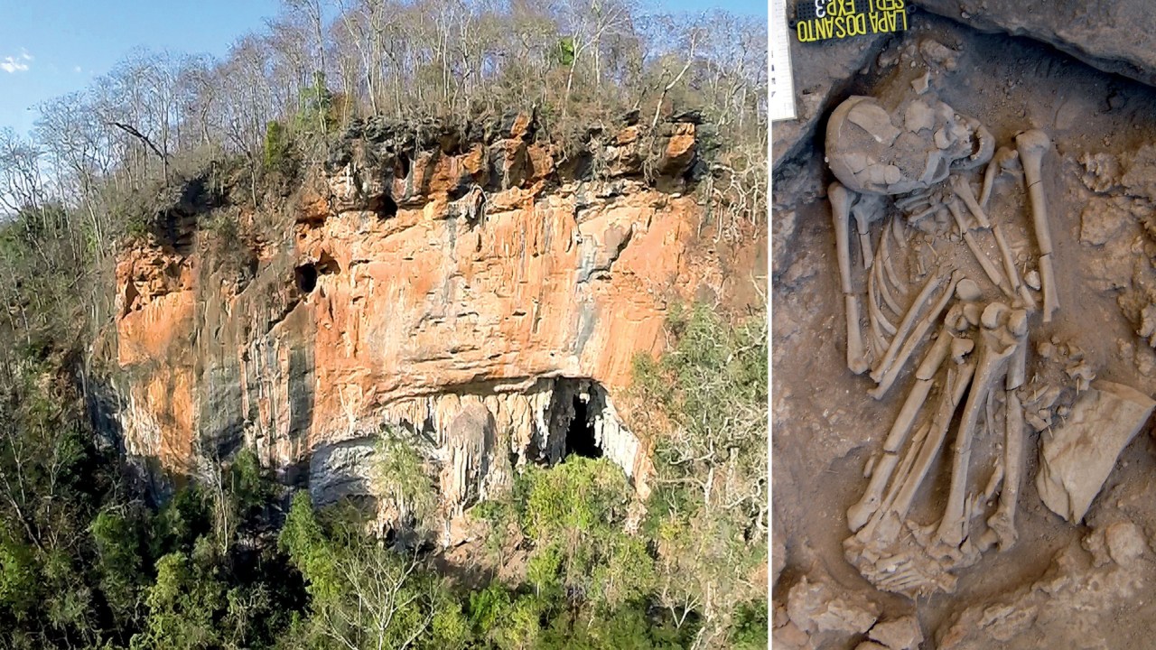 PASSADO - Lapa do Santo, sítio arqueológico em Minas Gerais (à esq. e no alto): sepultamentos de 10 000 anos