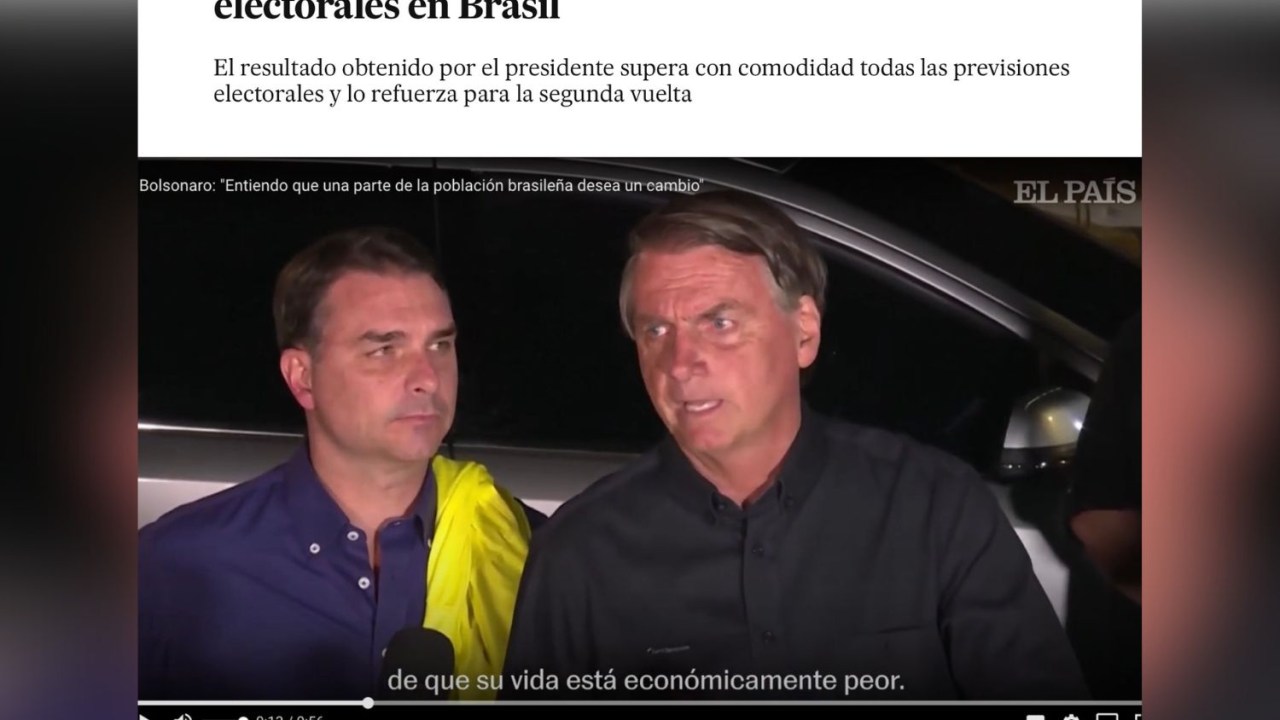 Manchete El País após resultado do primeiro turno da eleição de 2022 -