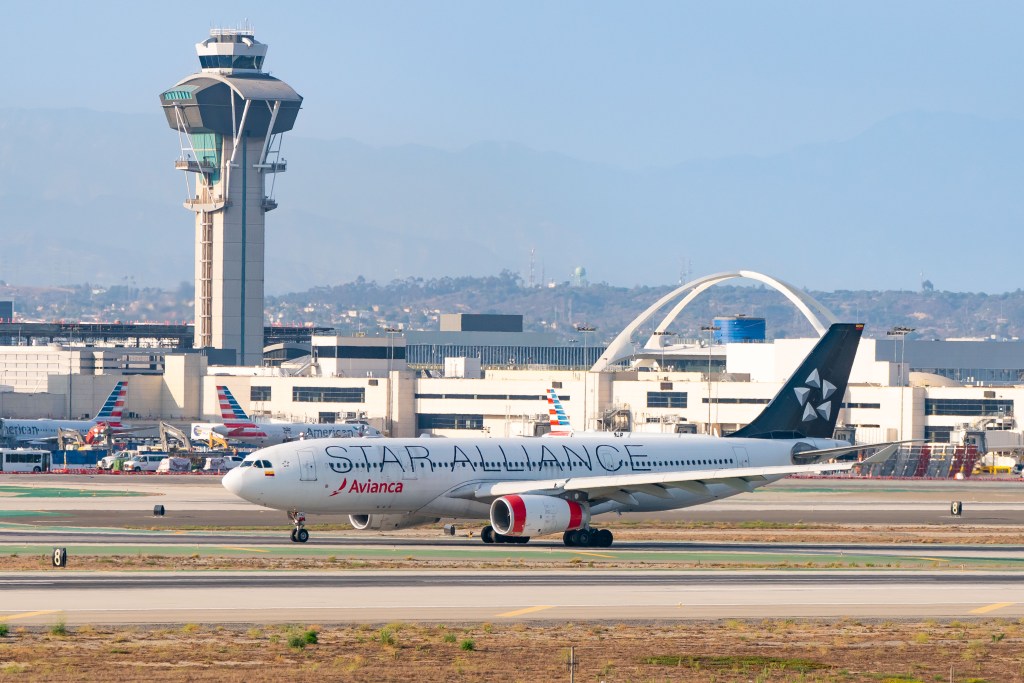 LOS ANGELES, CA - JULY 30: A Star Alliance branded Avianca airlines Airbus A330-243 arrives at Los Angeles international Airport on July 30, 2022 in Los Angeles, California. (Photo by AaronP/Bauer-Griffin/GC Images)