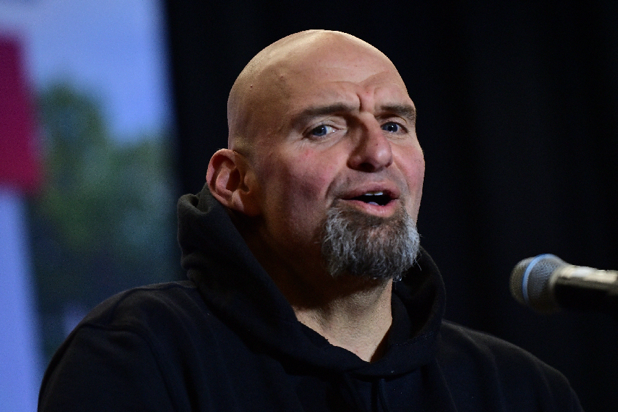 Democratic candidate for U.S. Senate John Fetterman holds a rally at Nether Providence Elementary School on October 15, 2022 in Wallingford, Pennsylvania.