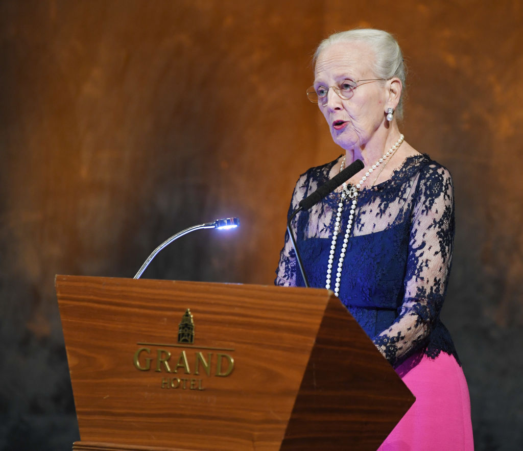 OSLO, NORWAY- SEPTEMBER 26: Queen Margrethe of Denmark speaks as the recipient of this year's Nordic Association's Language Award on September 26, 2022 in Oslo, Norway. (Photo by Rune Hellestad/Getty Images)