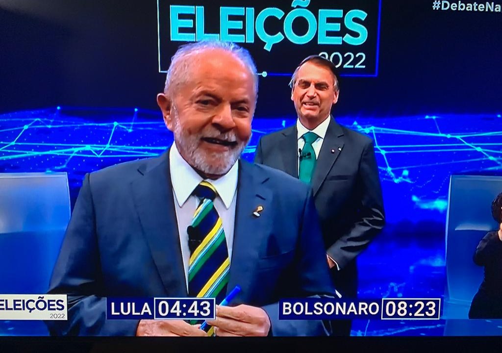 Lula e Bolsonaro no debate da Band -