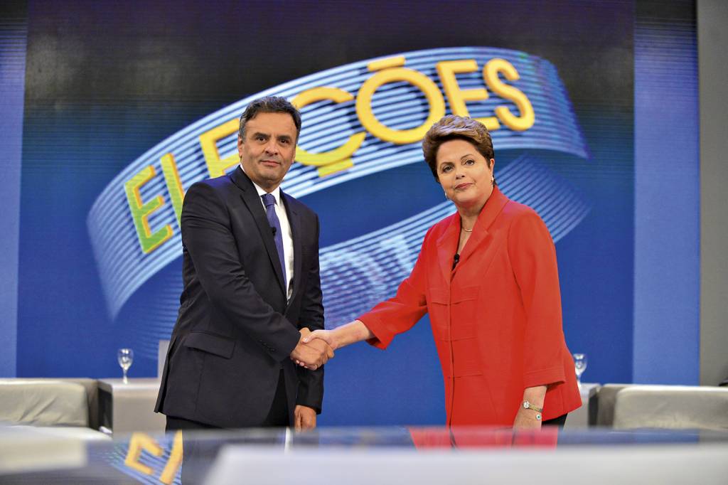 RECORDE - Aécio e Dilma em 2014: a diferença entre os dois no segundo turno ficou em 3 milhões de votos -