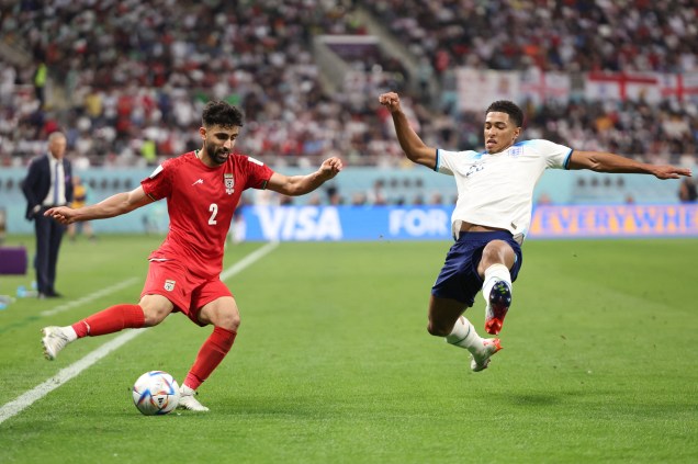 Inglaterra e Irã durante partida pelo grupo B da Copa do Mundo de 2022 -