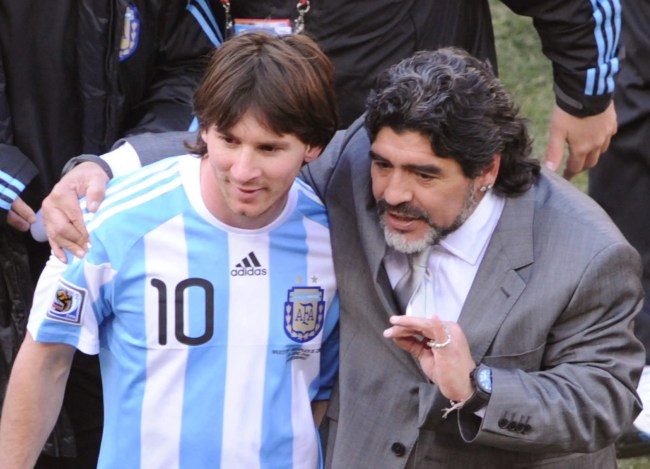 Maradona e Messi juntos na Copa do Mundo de 2010 -