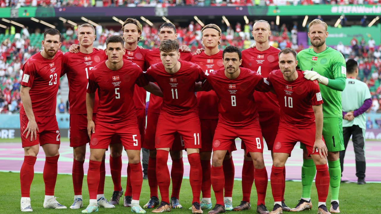 Seleção da Dinamarca na estreia diante da Tunísia