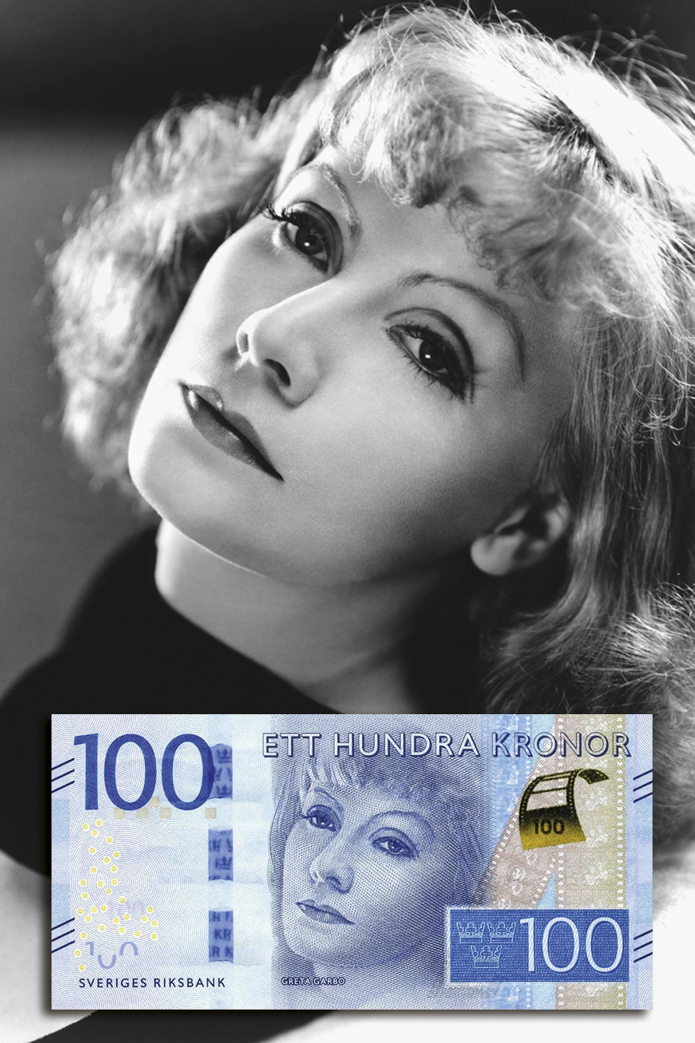 GRETA GARBO - A atriz, uma das maiores da história, é figura carimbada na cédula de 100 coroas suecas. Ingmar Bergman, seu conterrâneo, está na nota de 200 coroas -