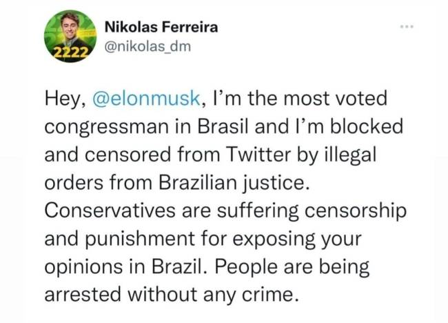 Nikolas Post de Nikolas Ferreira -