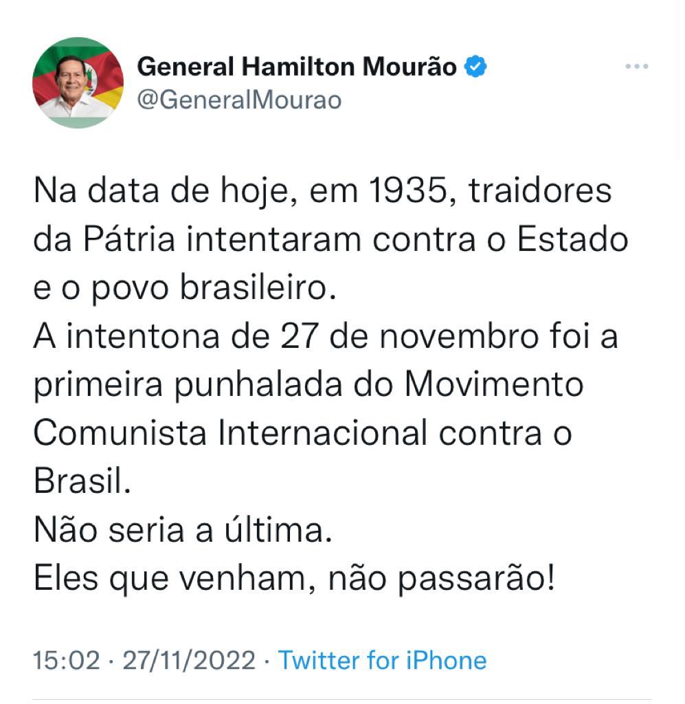 Texto de Hamllton Mourão sobre a Intentona Comunista