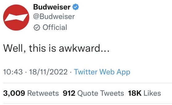 Tweet deletado pela Budweiser