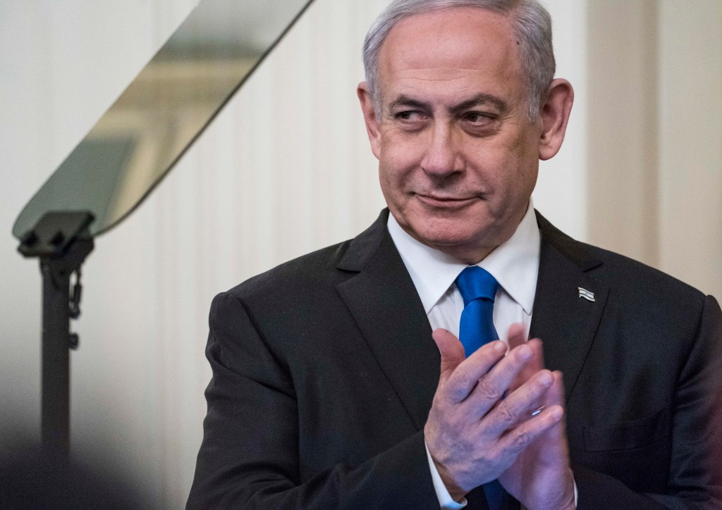 Benjamin Netanyahu em 28 de janeiro de 2020 na Casa Branca