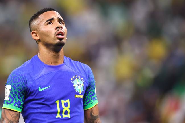 LUSAIL CITY, QATAR - DECEMBER 02: Gabriel Jesus of Brazil during the FIFA World Cup Qatar 2022 Group G match between Cameroon and Brazil at Lusail Stadium on December 2, 2022 in Lusail City, Qatar. (Photo by Robbie Jay Barratt - AMA/Getty Images)