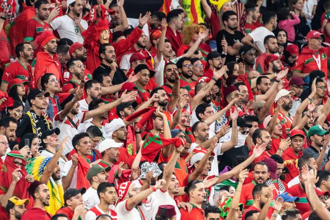Torcida marroquina na partida contra Espanha -