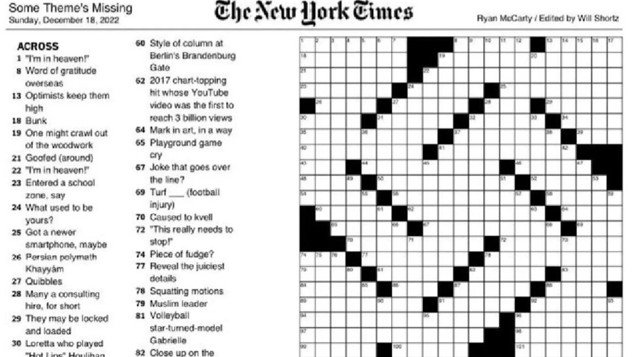 O jornal americano ‘NYT’ disse em comunicado que o design das palavras cruzadas é 'comum' - 18/12/2022 //