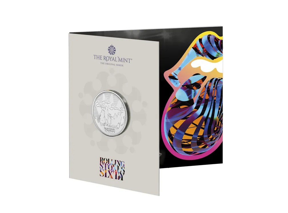 Moeda comemorativa dos 60 anos dos Rolling Stones cunhada pela Royal Mint