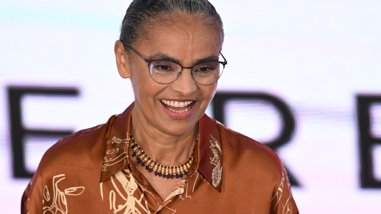 Brazilian new Environment Minister, Marina Silva, gestures during her swearing-in ceremony at the Planalto Palace in Brasilia on January 4, 2023. (Photo by EVARISTO SA / AFP)