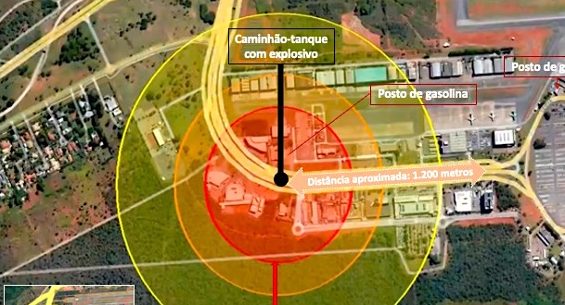 Mapa da tragédia que aconteceria no Aeroporto de Brasília