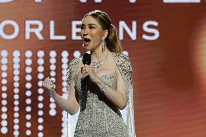 Anne Jakrajutatip speaks during The 71st Miss Universe Competition at New Orleans Morial Convention Center on January 14, 2023 in New Orleans, Louisiana