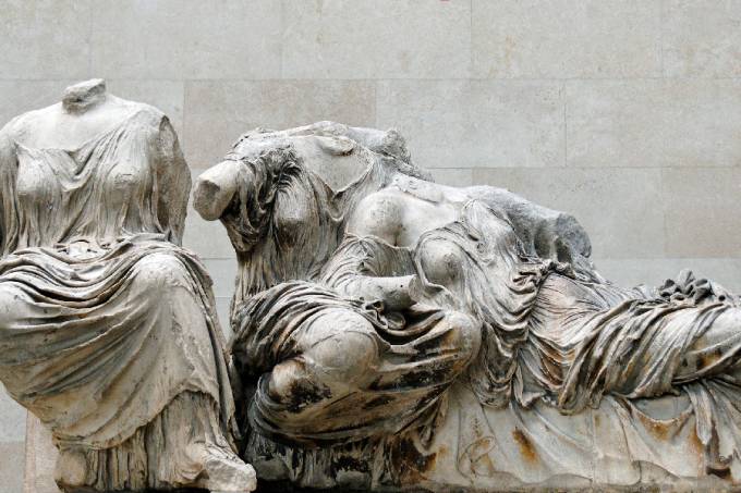 These statues, part of the Elgin Marbles, were originally part of the Parthenon in Athens. | Located in: British Museum
