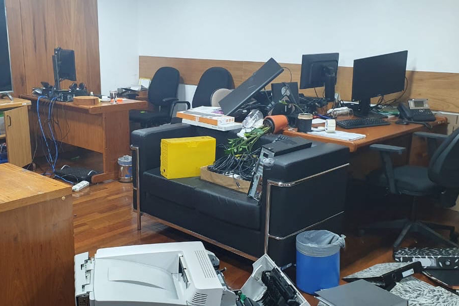 Ambiente interno do Palácio do Planalto alvo de vandalismo -