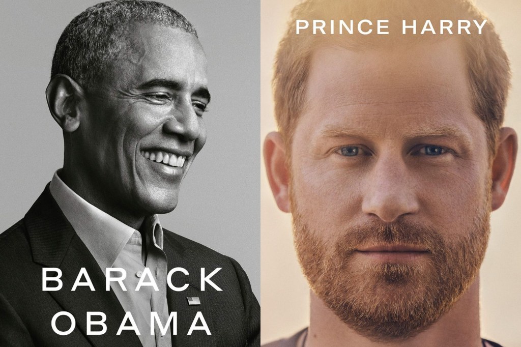 Capa dos livros de memórias de Barack Obama e Príncipe Harry, 'A Promise Land' e 'Spare', respectivamente