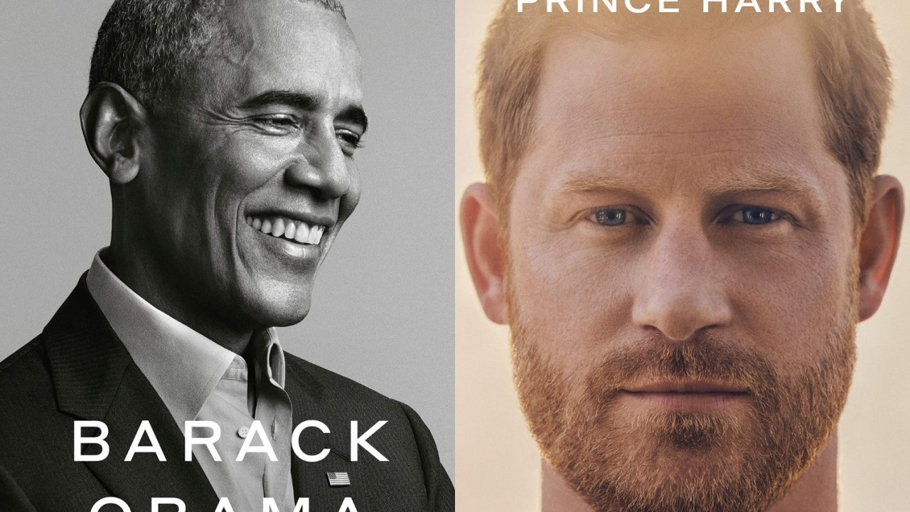 Capa dos livros de memórias de Barack Obama e Príncipe Harry, 'A Promise Land' e 'Spare', respectivamente