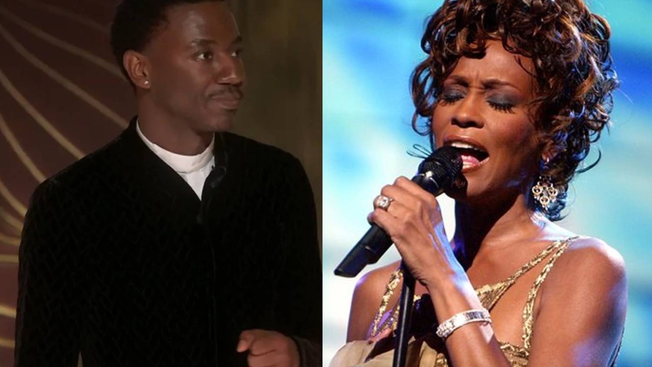 Jerrod Carmichael no Globo de Ouro e a cantora Whitney Houston