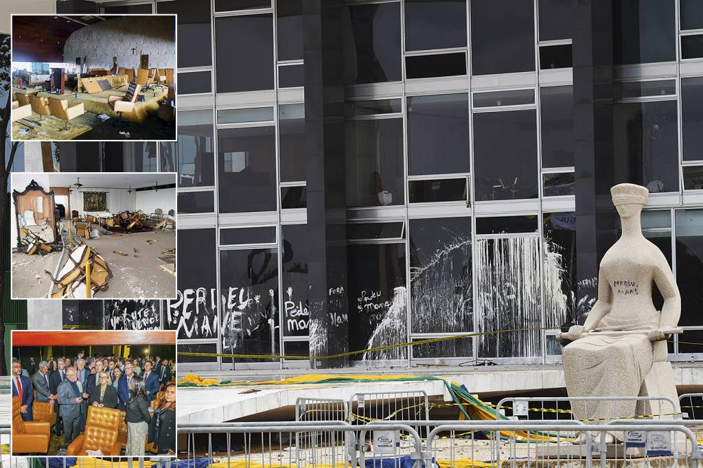 imagens-dos-estragos-causados-por-vandalismo-no-edifcio-sede-do-stf-10012023_52620067096_o.jpg LÁGRIMAS - A ministra Rosa Weber no STF: ao ver o prédio pichado, a mobília quebrada e o plenário do tribunal totalmente destruído, ela chorou -