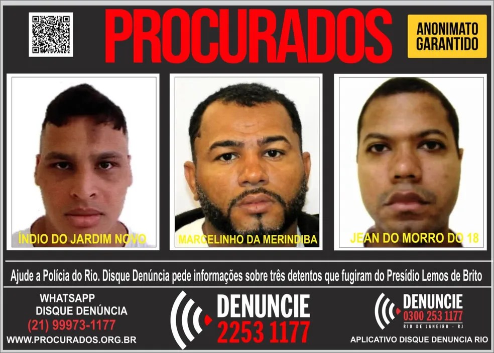 Três fugitivos do presídio no Rio de Janeiro