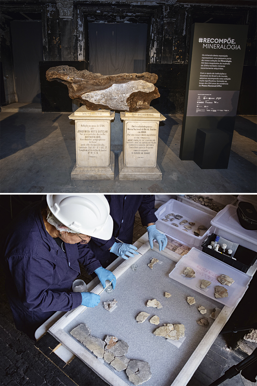 RESGATE - O meteorito Bendegó (acima) e parte da coleção de Pompeia da imperatriz Teresa Cristina (abaixo): algumas relíquias sobreviveram às chamas -