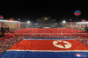This picture taken on February 8, 2023 and released from North Korea's official Korean Central News Agency (KCNA) on February 9, 2023 shows a military parade celebrating the 75th anniversary of the founding of the Korean People's Army in Kim Il Sung Square in Pyongyang. (Photo by KCNA VIA KNS / AFP) / South Korea OUT / ---EDITORS NOTE--- RESTRICTED TO EDITORIAL USE - MANDATORY CREDIT "AFP PHOTO/KCNA VIA KNS" - NO MARKETING NO ADVERTISING CAMPAIGNS - DISTRIBUTED AS A SERVICE TO CLIENTS / THIS PICTURE WAS MADE AVAILABLE BY A THIRD PARTY. AFP CAN NOT INDEPENDENTLY VERIFY THE AUTHENTICITY, LOCATION, DATE AND CONTENT OF THIS IMAGE --- /
