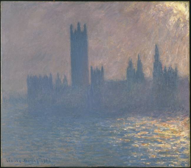 'As Casas do Parlamento; Por do Sol', óleo sobre tela pintado por Claude Monet em 1903, que está no Museu do Brooklyn, em Nova York -