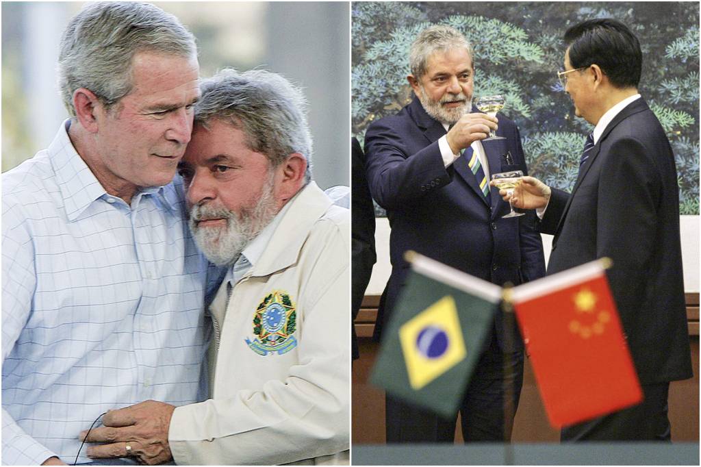 LULA-BUSH-BRASIL–2007-2.jpg PROXIMIDADE - Lula com George W. Bush em 2007 e com Hu Jintao (à dir.) em 2009: elo com a China foi privilegiado nos dois primeiros governos -