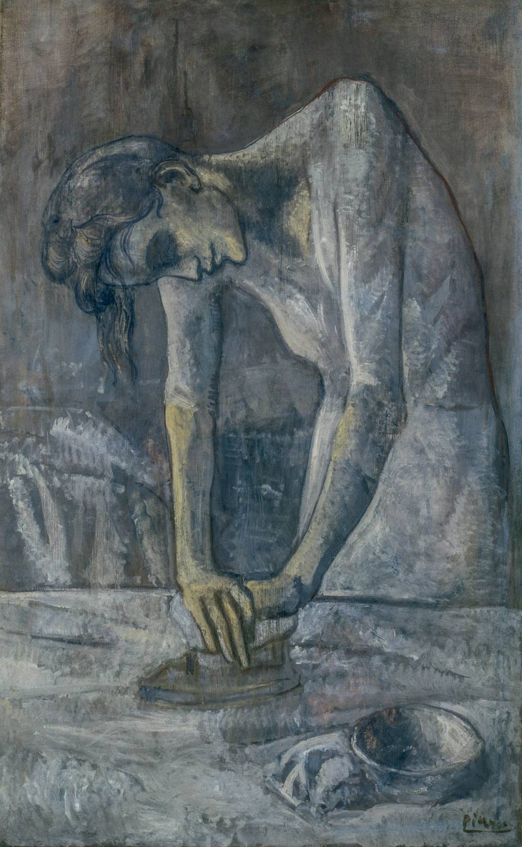 MULHER PASSANDO ROUPA, LA REPASSEUSE - Obra-prima da chamada Fase Azul de Picasso, entre 1901 e 1904, a tela é um dos destaques do Museu Guggenheim, de Nova York. Os descendentes de Karl e Rosi Adler, forçados a fugir da Alemanha nazista em 1938, a querem de volta -